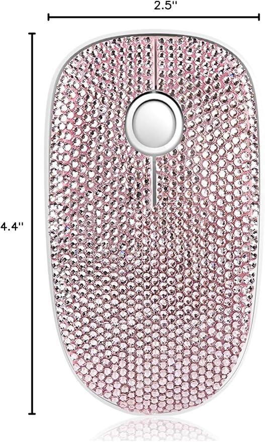 Luxury Bling Crystal Rhinestone Wireless Mouse - 2.4G Silent Wireless Mouse with Nano Receiver 1600 DPI Precise Control for Notebook Computer PC Laptop MacBook - Pink