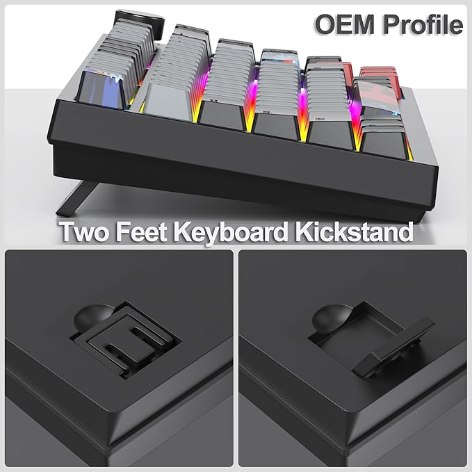 Fogruaden Wired 75% Mechanical Keyboard Hot Swappable Gasket Mount With Red Switch RGB Backlit 82 Keys TKL NKRO Compact Gaming With Knob (Dolch)