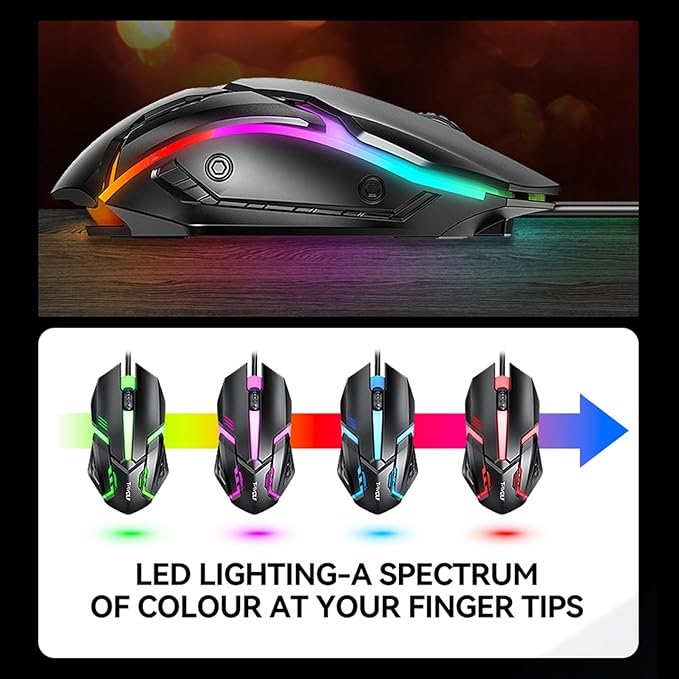 Docooler Gaming Keyboard and Mouse Combo Gaming Keyboard and Mouse and Mouse pad and Gaming Headset Wired LED RGB Backlight Bundle for PC Gamers