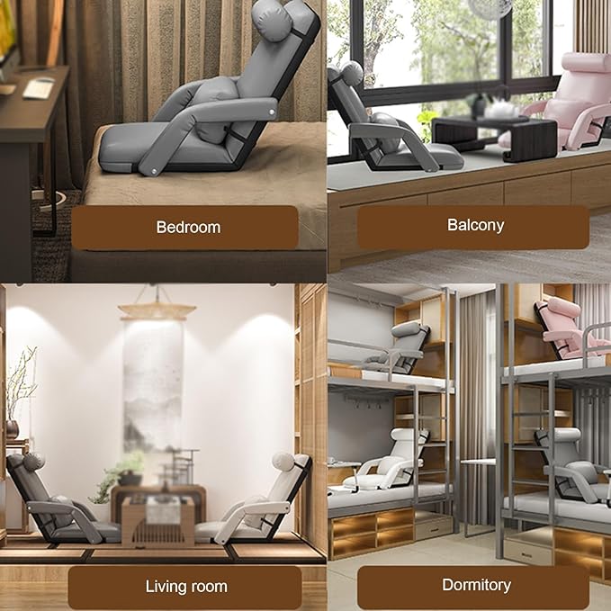 Floor Chair 6-Speed Adjustment Foldable Floor Chair Padded Gaming Sofa with Backrest for Living Room Bedroom No Assembly Required(Beige)