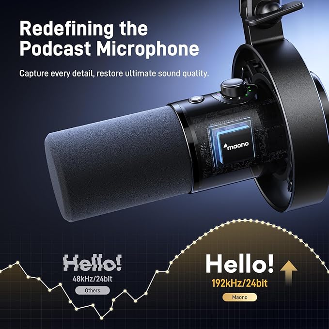 MAONO USB XLR Dynamic Microphone for Podcast: PC Computer Gaming Mic with 192kHz/24bit for Studio Recording Streaming Content Creation (PD300XT+G1 NEO+XLR-180)