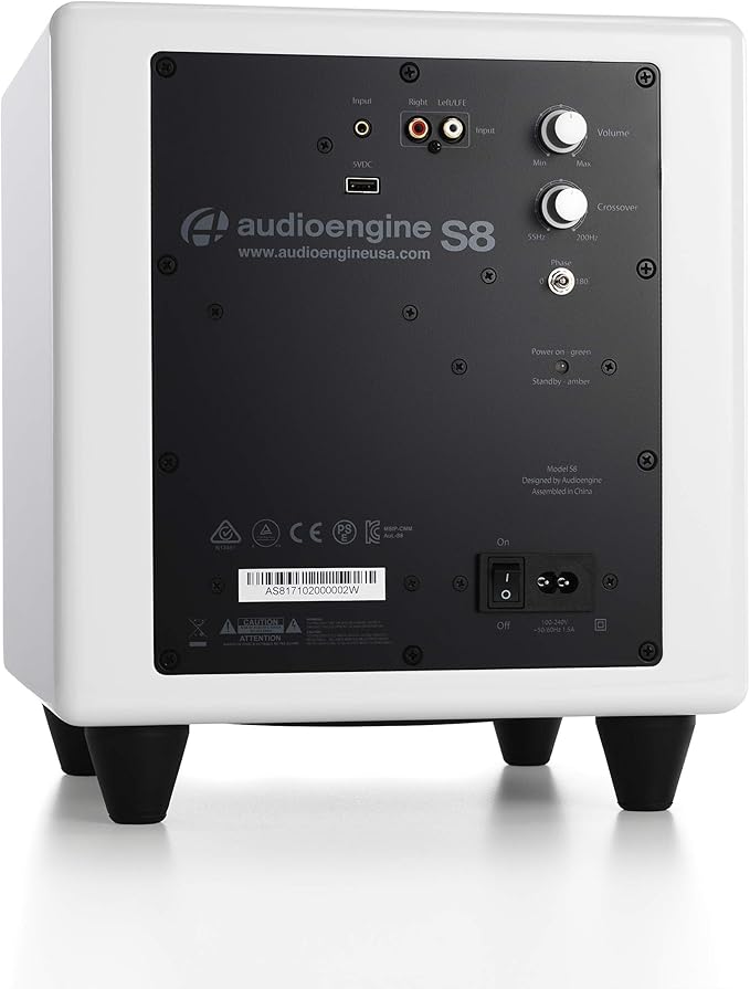 Audioengine A2 Red Computer Speakers with S8 White Subwoofer and DS1M Metal Stands