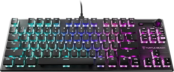 Turtle Beach Vulcan TKL Tenkeyless Linear Mechanical Titan Switch PC Gaming Keyboard with Per-Key AIMO RGB Lighting Anodized Aluminum Top Plate and Detachable USB-C Cable - Black