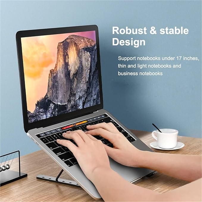 Compatible for 17 Portable Laptop Cooling Stand Foldable Aluminum Alloy Fan Adjustable Notebook Pad Holder for Tablet