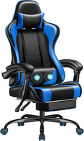 Homall Gaming Chair Video Game Chair with Footrest and Massage Lumbar Support Ergonomic Computer Chair Height Adjustable with Swivel Seat and Headrest (Blue)