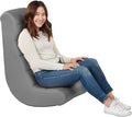 Factory Direct Partners Soft Ergonomic Horizontal Soft Floor Video Rocker - Cushioned Ground Chair Great for Reading Gaming or Watching TV for Kids Teens and Adults - Gray 10489-GY