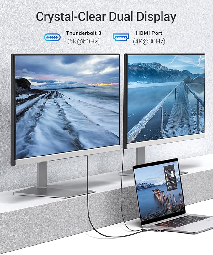 RayCue USB C Adapter for MacBook Pro/Air MacBook Adapter HDMI MacBook Air M1 USB Multiport USB C Hub with 4K HDMI Thunderbolt 3/4 for MacBook Pro 13-16 2023-2016 MacBook Air 2023-2018