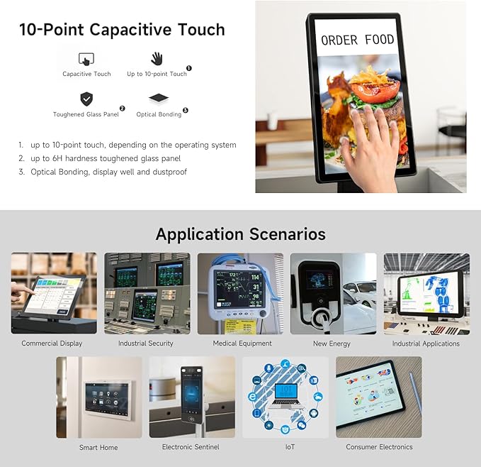 waveshare 21.5inch Capacitive Touch Monitor 1080×1920 Full HD Compatible with Raspberry Pi/Jetson Nano/PC-Monitor Only