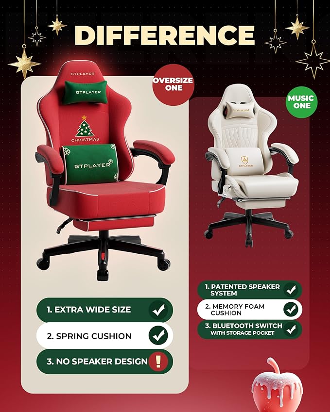 GTPLAYER Gaming Chair for Adults Ergonomic Video Game Chairs Footrest &amp Linkage Armrest Reclining High Back Silla Gamer with Wider Seat for Home Office Ace Pro Christmas(Velvet)