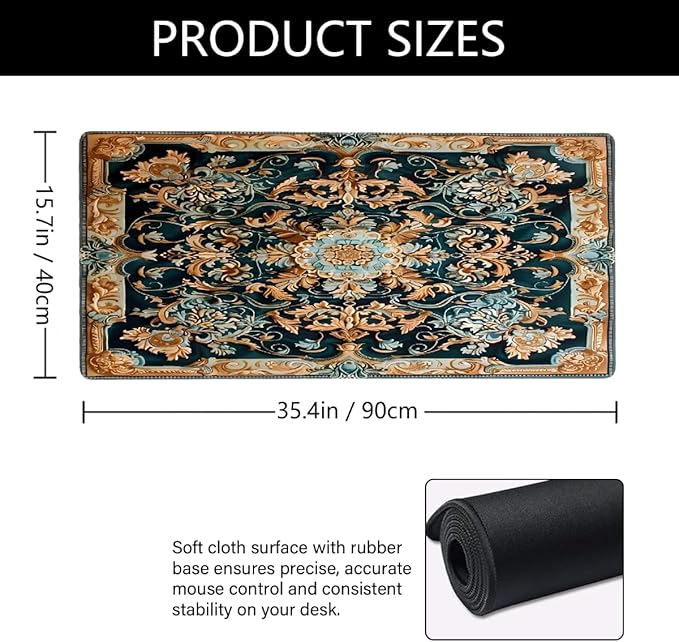 Color Flower Pattern Large Mouse Pad Gaming Mousepad Desk Mat for Desktop Computer Keyboard Waterproof Mouse Mat Desk Pad with Non-Slip Base for Game School Office Home 35.4 x 15.7