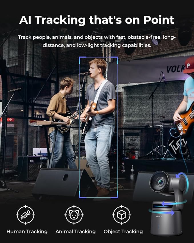 OBSBOT Tail Air &amp Smart Remote Combo Streaming Camera with AI Tracking PTZ Intelligent APP Gesture Control HDMI/USB-C/Wireless Webcam Video Cameras for Filming Worship Content Creator etc.