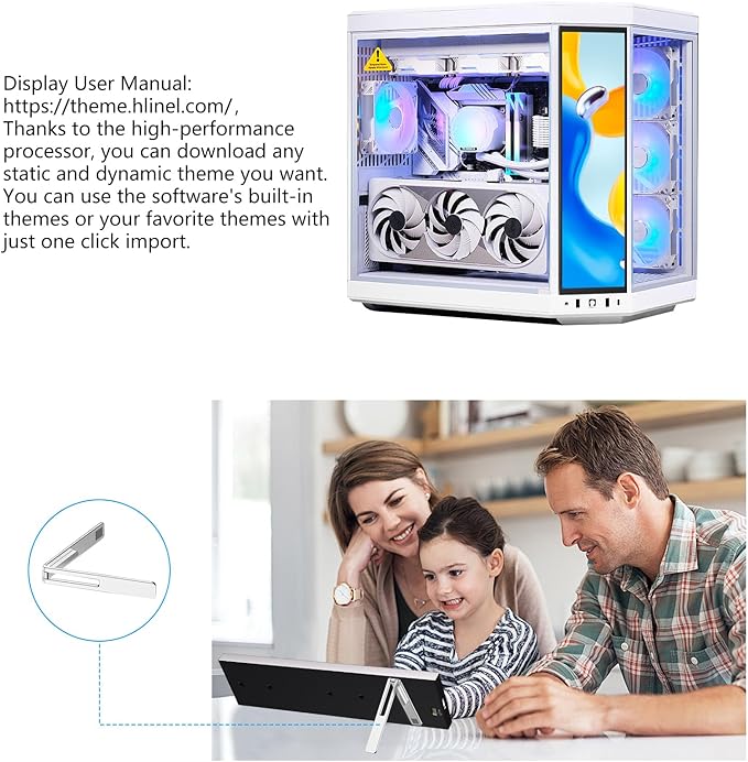 9.16 Computer Temp Monitor FHD 1920x462 PC Sensor Panel One-Cable Connection(No HDMI Needed) Stretched Bar LCD Dynamic Theme Supported IPS Mini Secondary Screen for CPU RAM HDD Data Aida64 (Black)