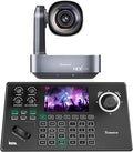 Tenveo 4K NDI PTZ Camera and Controller Bundle AI Tracking HDMI/USB3.0/LAN/PoE12X 4K NDI PTZ Camera and NDI PTZ Controller 5-Inch LCD 4D Joystick for Church Live Streaming Conference