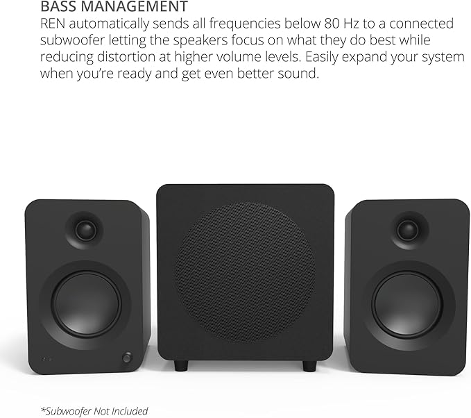 Kanto REN MB Bluetooth Powered Bookshelf Speakers - Matte Black Pair with 1 Year Amber Protection Extension Plan (2024)
