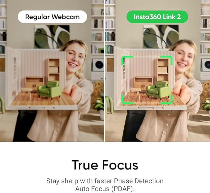 Insta360 Link 2 - PTZ 4K Webcam for PC/Mac 1/2 Sensor AI Tracking HDR AI Noise-Canceling Mic Gesture Control for Streaming Video Calls Gaming Works with Zoom Teams Twitch