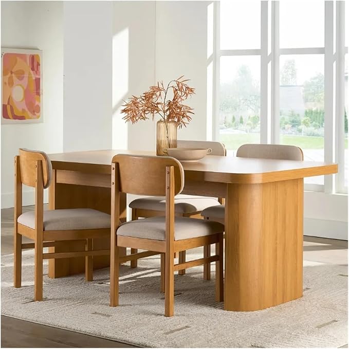 Adjustable Office Computer Chair with Armrest 1pcs Curved Backrest Solid Rubberwood Frame Dining Chairs Cream and OliveGreen Color(Cream)