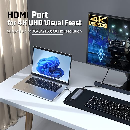 7 in 1 USB C Hub HOPDAY Dual Display USB C Adapter with 4K HDMI USB 3.0 100W Type C PD SD/TF MacBook Pro/Air Docking Station for HPLenovo DellSurfaceand Other Type C Devices