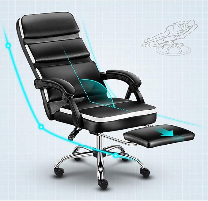 Black Living Room Gaming Chair Home Office Desk Chair with Rocking Function and Footrest Executive Swivel Chair 51 * 114-124CM(Color:Black)
