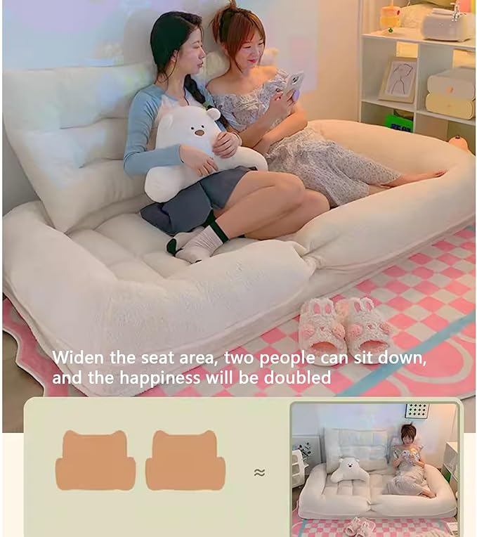 Floor Chair Lazy Sofa Folding Meditation Chair Padded Floor Chair with Back Support for Camping and Gaming Adjustable Reading Chair A