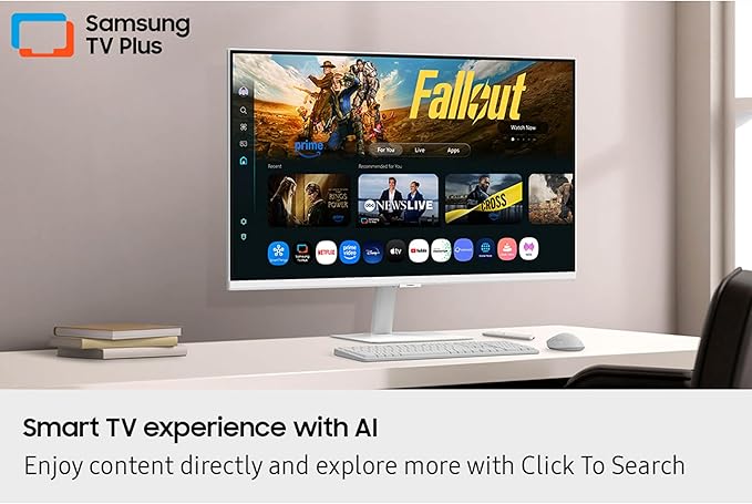 Samsung 32” Smart Monitor M7 (M70F) 4K UHD Display Samsung Vision AI Smart TV Apps Gaming Hub USB-C HDMI and USB-A White LS32FM703UNXZA 2025