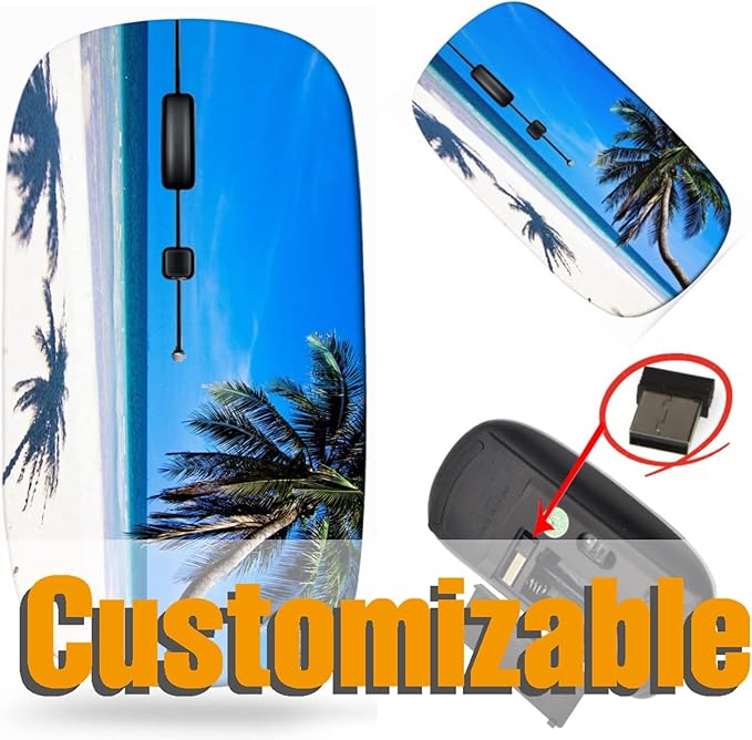 maizi Cordless Mouse for Mac Laptop PC Chromebook Cordless Mice Image ID: 30120979 a Beach is Beautiful 2.4G Portable with USB Receiver Printed in USA