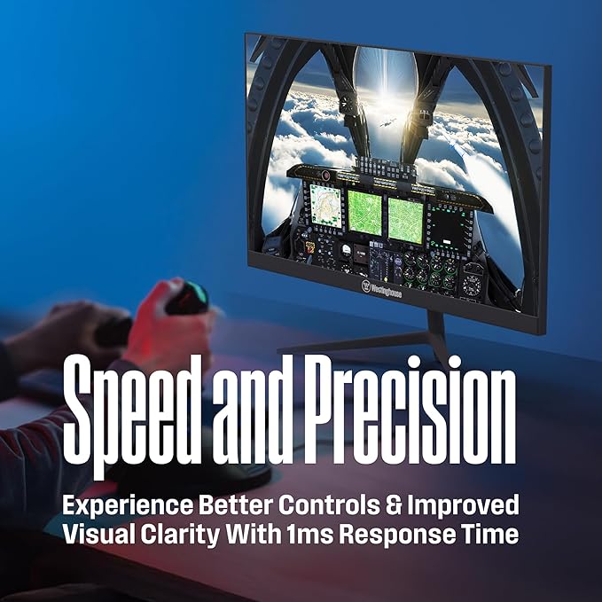 Westinghouse 24 Inch Flat Gaming Monitor 180Hz 1ms AMD FreeSync Support Low Motion Blur 1080p Full HD IPS Display for Office PC &amp Console Games Built in Speakers 1x DisplayPort 2X HDMI