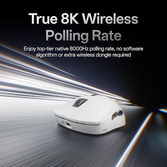 Rapoo VT2 MAX Wireless Gaming Mouse True 8K Wireless Polling Rate 53g Lightweight Up to 750 Hr Battery Nordic nRF54L15 MCU 120-Million Optical Switch 10 Programmable Buttons Macro Enabled