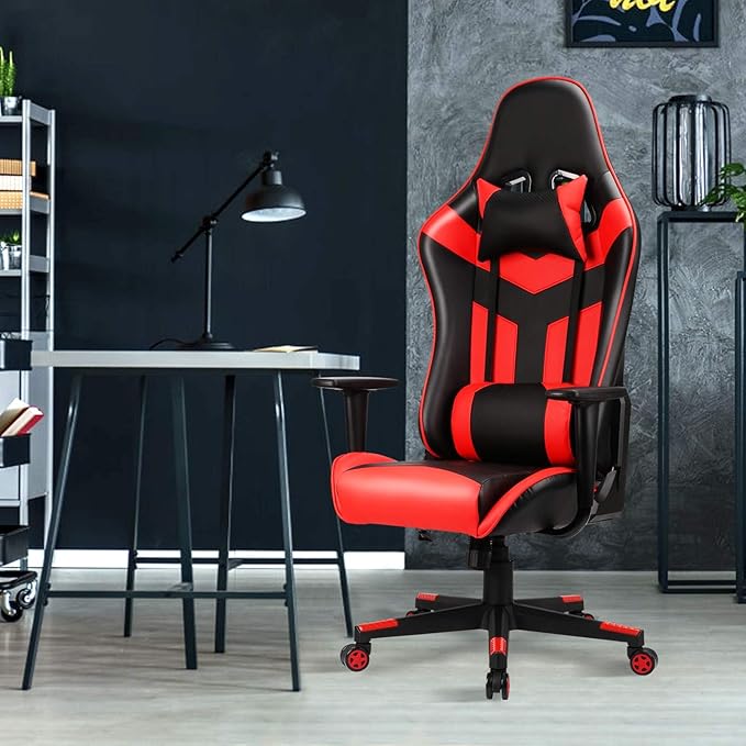 Gaming Chair High Back Computer Chair Ergonomic Video Game Chair with Headrest Lumbar Support Gaming Desk Chair Adjustable Height Swivel Racing Office Chair for Teens Adults