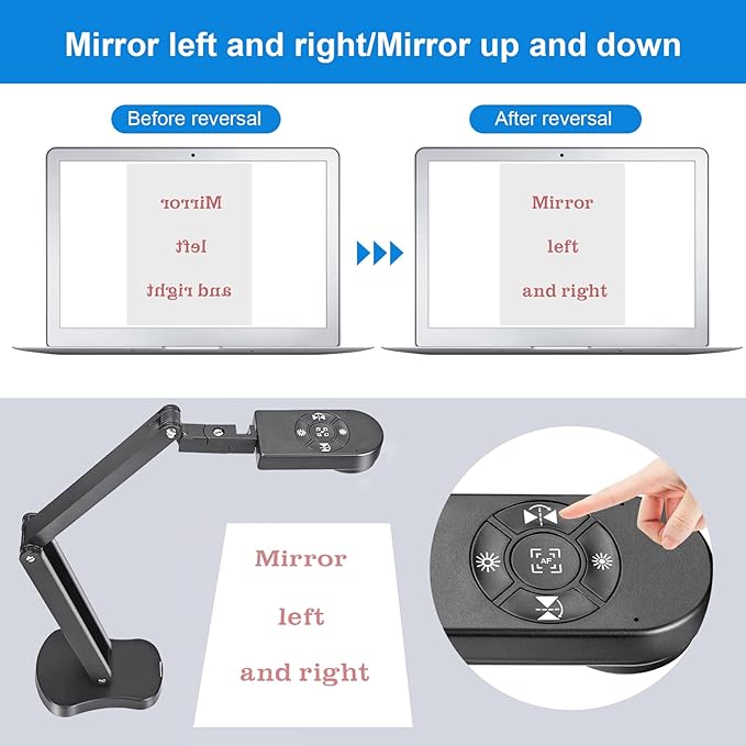 4K USB Document Camera for Teacher 8MP Webcam &amp Visualiser for A3 Size with Dual Microphones 3-Level LED Light Image Invert Foldable for Live Demo Work with Windows macOS and Chrome OS