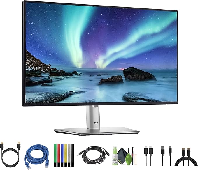 Dell P2424HT 23.8″ Full HD (1920×1080) Multi-Touch Screen Monitor | 10-Point Touch USB-C Connectivity Height-Adjustable Stand + Network Cable + Headphone Extender + HDMI Cable + Cleaning Kit + More