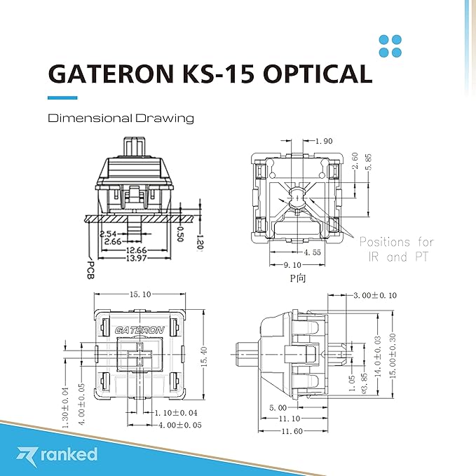 Ranked Gateron ks-15 Optical Key Switches for RGB Mechanical Gaming Keyboards | Plate Mounted (Gateron Optical Yellow 90 Pcs)