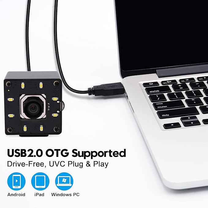 SVPRO 12MP USB Camera with Light 4K 30fps/1080P 120fps High Speed Lightburn Camera IMX577 Low Light USB External Computer Webcam with Wide Angle for PC LaptopLinuxWindowsAndroidMacOS