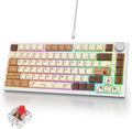 75% Mechanical Gaming Keyboard Coffee Cat Hot Swappable RGB Backlit Cute Keyboard with Knob Gasket Mount USB Wired Key Board 82 Keys Linear Red Switch Keyboards (82 Coffee Cat)