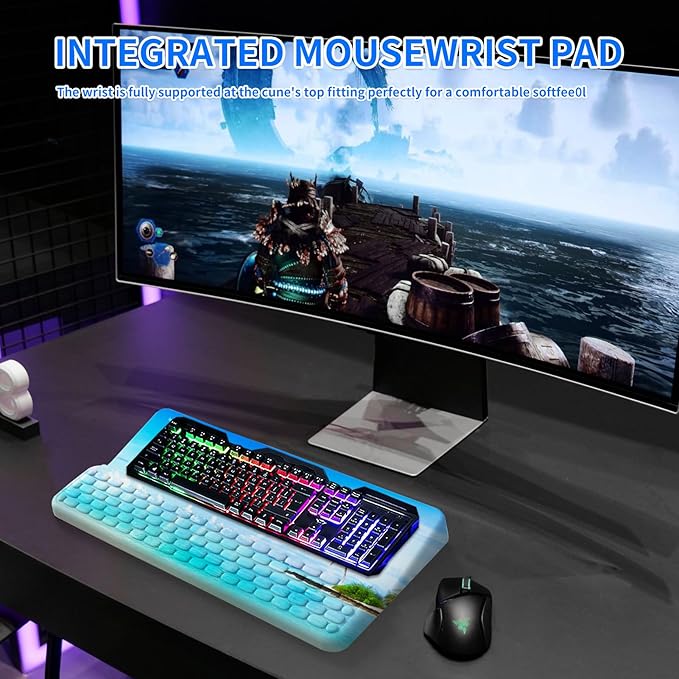 Wrist Rest for Computer Keyboard Keyboard Wrist Rest Ergonomic Keyboards Holder for Easy Typing Working Wrist Pad for Keyboards with Comfortable Wrist Rest for Keyboard Blue
