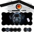 Large Gaming Mouse Pad Keyboard Wrist Rest Pad &amp Wrist Support Mousepad Set Stitched Edge Extended Non-Slip Base Memory Foam Desk Mat for Office HomeCute Pug Dog