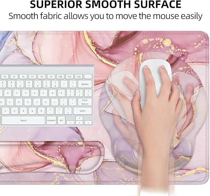 LATEEFAH Mouse Pad with Wrist Rest Large Mouse Pad Ergonomic Gaming Desk Pad Keyboard Wrist Rest Set 4-in-1 Desk Mat Keyboard Mat for Home Office