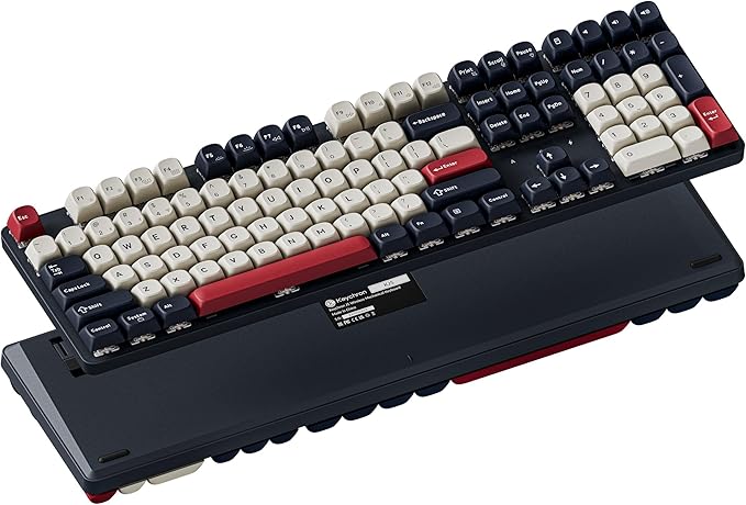 Keychron KJ5 Wireless Mechanical Keyboard 2.4 GHz Bluetooth QMK 100% Layout RGB Hot-swappable Red Switch Compatible with Mac Windows Linux Non-Shine-Through PBT Keycaps for Gaming - Dark Blue