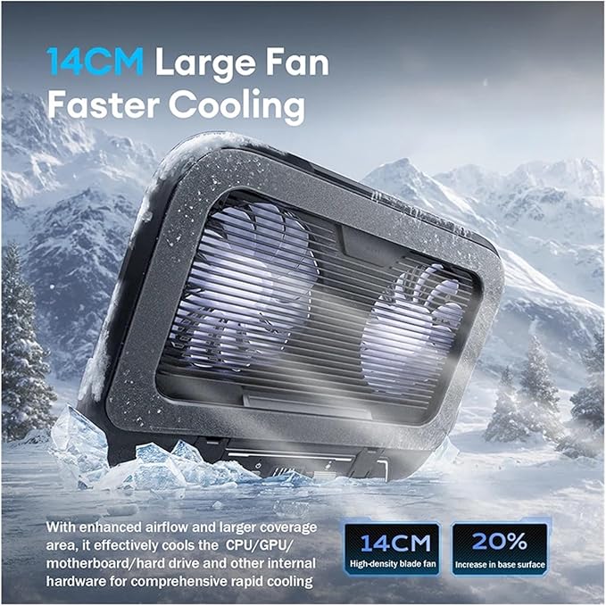 V21 14cm Dual Fans Laptop Cooler 14-17.3 Lighting Adjustable Foldable Laptop Cooler Pad Cooler Pad LED Light Fan