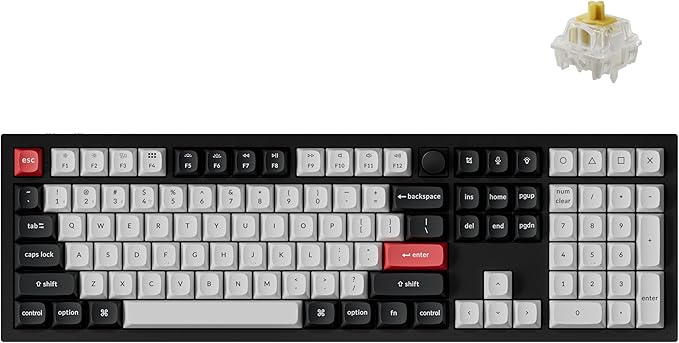 Keychron Q6 HE QMK Wireless 2.4 GHz Custom Keyboard Rapid Trigger Bluetooth 100% Full-size with Hall Effect Gateron Double-Rail Magnetic Switches PBT Keycaps Aluminum Compatible for Mac Windows Linux