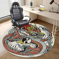 Burnt Sienna Office Chair Mat for Hardwood Floor Traditional Chinese Creature Mascot Cartoon Upgrade Composite Materials Strong Impact Resistance Durable Non-Slip Floor Protector Diameter 59 in