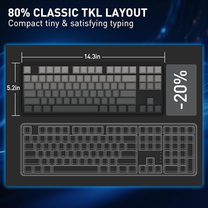 Redragon K707 HE Rapid Trigger Gaming Keyboard 87 Keys TKL Wired Mechanical Keyboard w/Hyper-Fast Actuation Hall Effect Magnetic Switch Actuation Point Adjustable Side Printed PBT Gradient Keycaps