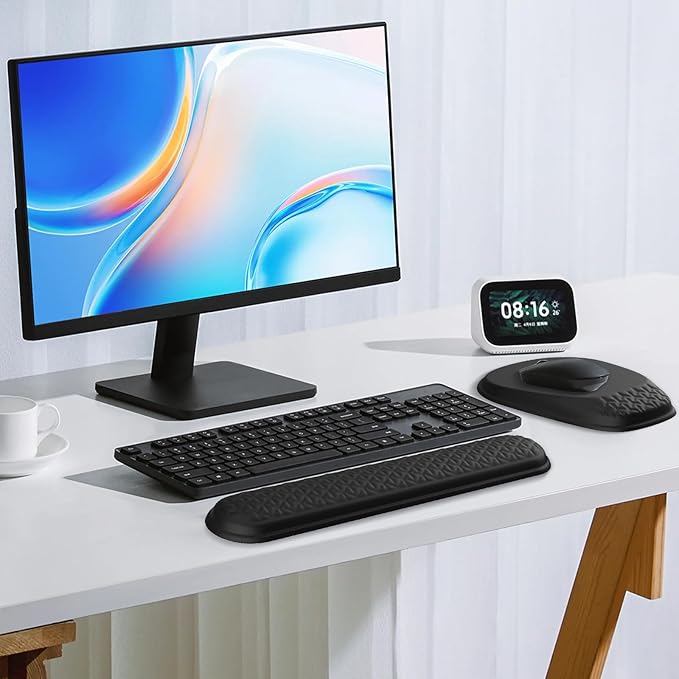 Mouse Pad with Wrist Rest Comfortable Keyboard Wrist Rest Memory Foam Wrist Rest for Computer Keyboard Ergonomic Mouse Pad Set for Easy Typing &amp Pain Relief for Office Black