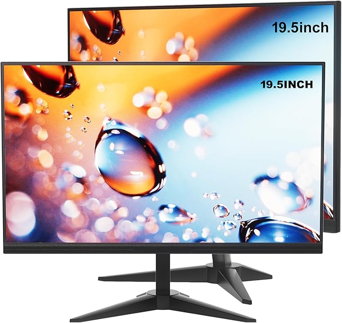 19.5inch Without Audio Professional HD Monitor (1660 x 900)2pack 60Hz Refresh Rate Visual Protection Technology Blue Light Filter and Flicker-Free Technology (HDMI and VGA Ports)