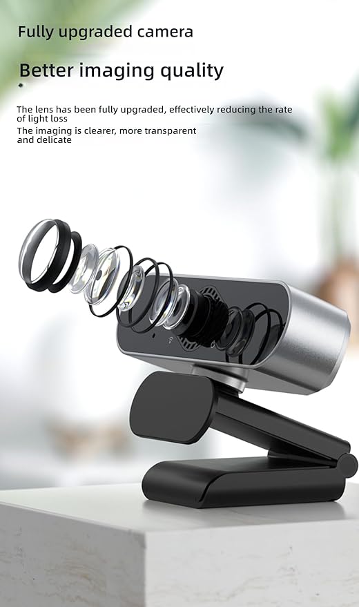 HD Webcam 1080P/2K/4K USB with Multiple Mounting Options for Desktop Laptop Gaming - Plug and Play Facial Recognition Video Conferencing