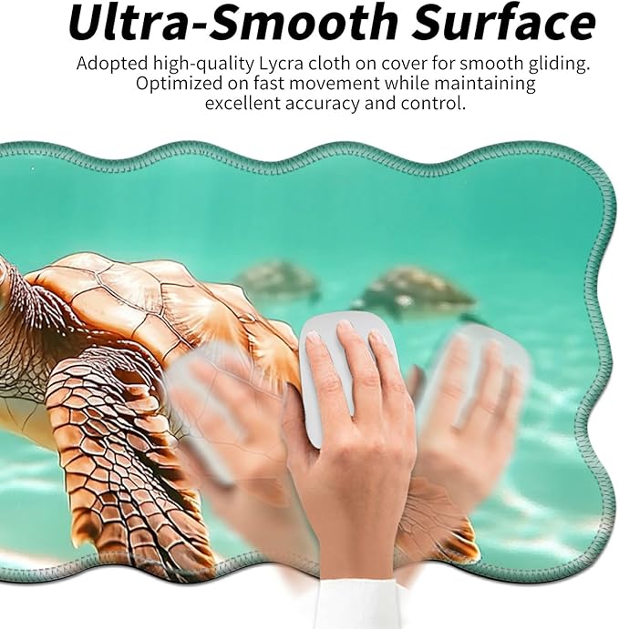 Turtle Swimming Desk Mat Mouse Pad 31.5 x11.8 XL Extended Mousepad Huge Mouse Pads with Stitched Edges Desk Pad for Work Game Office Home