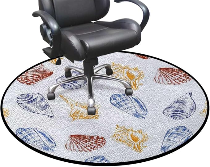 Multicolor Washable Round Area Rug -Non-Slip Distressed Circle Rug Non-Shedding Entryway Carpet for Bedroom Laundry Kitchen Decor Beach Seaside Summer Vacation Oceanic Diameter 59 in