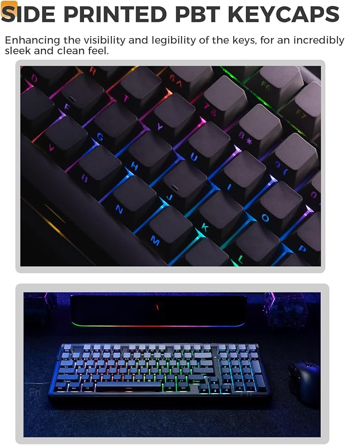 DAREU EK98PRO Wireless Mechanical Keyboard Gasket Hot Swappable Custom Pre-lubed Linear Switches Side Printed PBT Keycaps BT5.0/2.4GHz/USB-C RGB Backlit Gaming Keyboard for Win/Mac