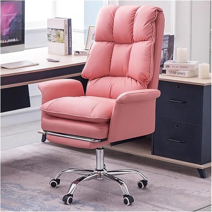 Computer Chair White Gaming Chair Comfortable Soft Sofa Chair Bedroom Computer Chair Girls Live Gamer Chair Leather Office Chair Furniture(Bronze)