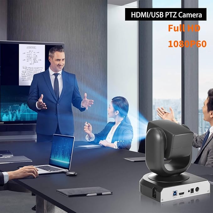 PTZ Camera with 20X Optical Zoom Full HD 1080P60fps HDMI Camera for Conference Rooms Church Events Streaming &amp Video Calls | Compatible with Zoom Skype OBS | Easy Setup