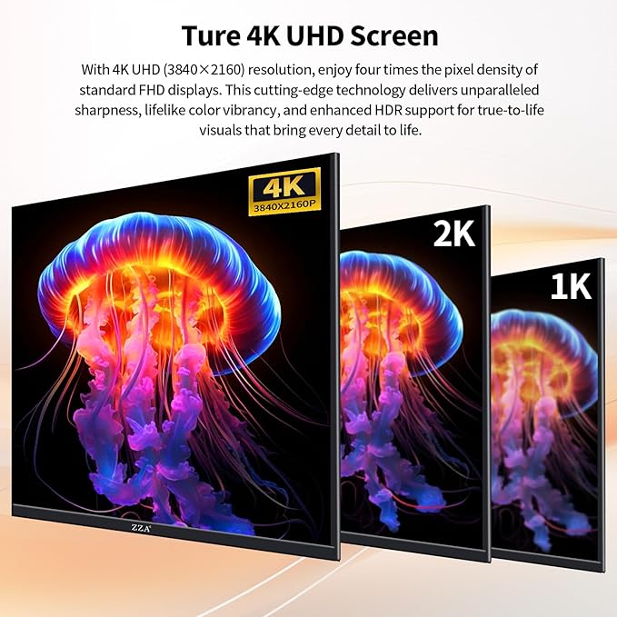 ZZA 32 Inch 4K 1500R Computer Monitor UHD (3840 x 2160) 60Hz Ultra-Clear Screen 100% sRGBEye Care Screen with HDMI DisplayPort for Home and Office VESA(100x100mm)